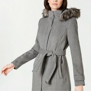 Calvin Klein Women Zip Front Walker Coat, Grey